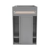 Wood Twin Size Loft Bed with Wardrobes and 2-Drawer Desk with Cabinet, Gray
