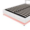 Full Size Tufted Upholstered Platform Bed with Hydraulic Storage System,PU Storage Bed with LED Lights and USB charger, White(Expected Arrival Time: 5