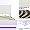 Full Size Tufted Upholstered Platform Bed with Hydraulic Storage System,PU Storage Bed with LED Lights and USB charger, White