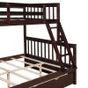 Twin-Over-Full Bunk Bed with Ladders and Two Storage Drawers(Espresso)( old sku:LT000165AAP)