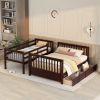 Twin-Over-Full Bunk Bed with Ladders and Two Storage Drawers(Espresso)( old sku:LT000165AAP)