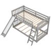 Convertible Twin-Over-Twin Bunk Bed, Includes Fun Slide and Ladder, Chic Gray