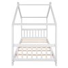 Twin Size House Platform Bed with Headboard and Footboard,Roof Design,White