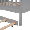 Full Size House Bed Wood Bed with Twin Size Trundle ( Gray )