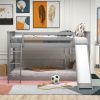 Convertible Twin-Over-Twin Bunk Bed, Includes Fun Slide and Ladder, Chic Gray