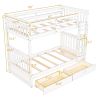 Twin-Over-Twin Bunk Bed with Ladders and Two Storage Drawers (Walnut)(OLD SKU:LT000265AAD)