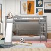Convertible Twin-Over-Twin Bunk Bed, Includes Fun Slide and Ladder, Chic Gray