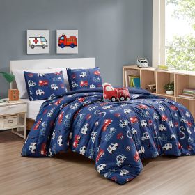 Fire Turck 4PC COMFORTER SET (size: Twin)