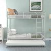 Twin-Over-Twin Metal Bunk Bed With Trundle,Can be Divided into two beds,No Box Spring needed
