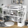 Twin Size Loft Bed with Storage Staircase and Built-in Desk
