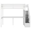 Twin Size Loft Bed with Storage Staircase and Built-in Desk