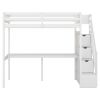 Twin Size Loft Bed with Storage Staircase and Built-in Desk