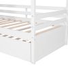Twin Size House Bed Wood Bed with Twin Size Trundle ( White )