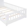 Twin Size House Bed with Window and Bedside Drawers, Platform Bed with Shelves and a set of Sockets and USB Port