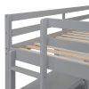 Full Size Wooden Loft Bed with Shelves, Desk and Writing Board