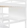 Full Size Wooden Loft Bed with Shelves, Desk and Writing Board