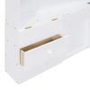 Twin Size House Bed with Window and Bedside Drawers, Platform Bed with Shelves and a set of Sockets and USB Port