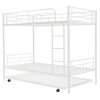 Twin-Over-Twin Metal Bunk Bed With Trundle,Can be Divided into two beds,No Box Spring needed