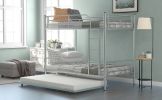 Twin-Over-Twin Metal Bunk Bed With Trundle,Can be Divided into two beds,No Box Spring needed