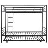 Twin-Over-Twin Metal Bunk Bed With Trundle,Can be Divided into two beds,No Box Spring needed