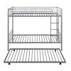 Twin-Over-Twin Metal Bunk Bed With Trundle,Can be Divided into two beds,No Box Spring needed