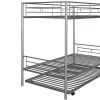 Twin-Over-Twin Metal Bunk Bed With Trundle,Can be Divided into two beds,No Box Spring needed