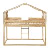 Twin Over Twin Bunk Bed Wood Bed with Tent