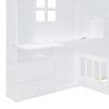 Twin Size House Bed with Window and Bedside Drawers, Platform Bed with Shelves and a set of Sockets and USB Port