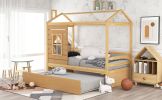 Twin Size House Bed Wood Bed with Twin Size Trundle