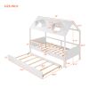 Twin Size House Bed Wood Bed with Twin Size Trundle ( White )