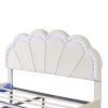 Queen Upholstered Smart LED Bed Frame with Elegant Flowers Headboard,Floating Velvet Platform LED Bed with Wooden Slats Support