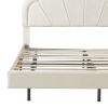 Queen Upholstered Smart LED Bed Frame with Elegant Flowers Headboard,Floating Velvet Platform LED Bed with Wooden Slats Support