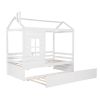 Twin Size House Bed Wood Bed with Twin Size Trundle