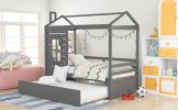 Twin Size House Bed Wood Bed with Twin Size Trundle