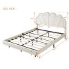 Queen Upholstered Smart LED Bed Frame with Elegant Flowers Headboard,Floating Velvet Platform LED Bed with Wooden Slats Support
