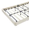 Queen Upholstered Smart LED Bed Frame with Elegant Flowers Headboard,Floating Velvet Platform LED Bed with Wooden Slats Support