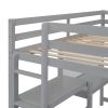 Twin Size Wooden Loft Bed with Shelves, Desk and Writing Board