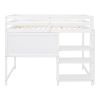 Full Size Wooden Loft Bed with Shelves, Desk and Writing Board