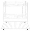 Twin-Over-Twin Metal Bunk Bed With Trundle,Can be Divided into two beds,No Box Spring needed