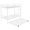Twin-Over-Twin Metal Bunk Bed With Trundle,Can be Divided into two beds,No Box Spring needed