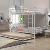Twin-Over-Twin Metal Bunk Bed With Trundle,Can be Divided into two beds,No Box Spring needed