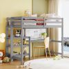 Twin Size Wooden Loft Bed with Shelves, Desk and Writing Board