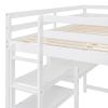Full Size Wooden Loft Bed with Shelves, Desk and Writing Board