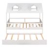 Twin Size House Bed Wood Bed with Twin Size Trundle ( White )
